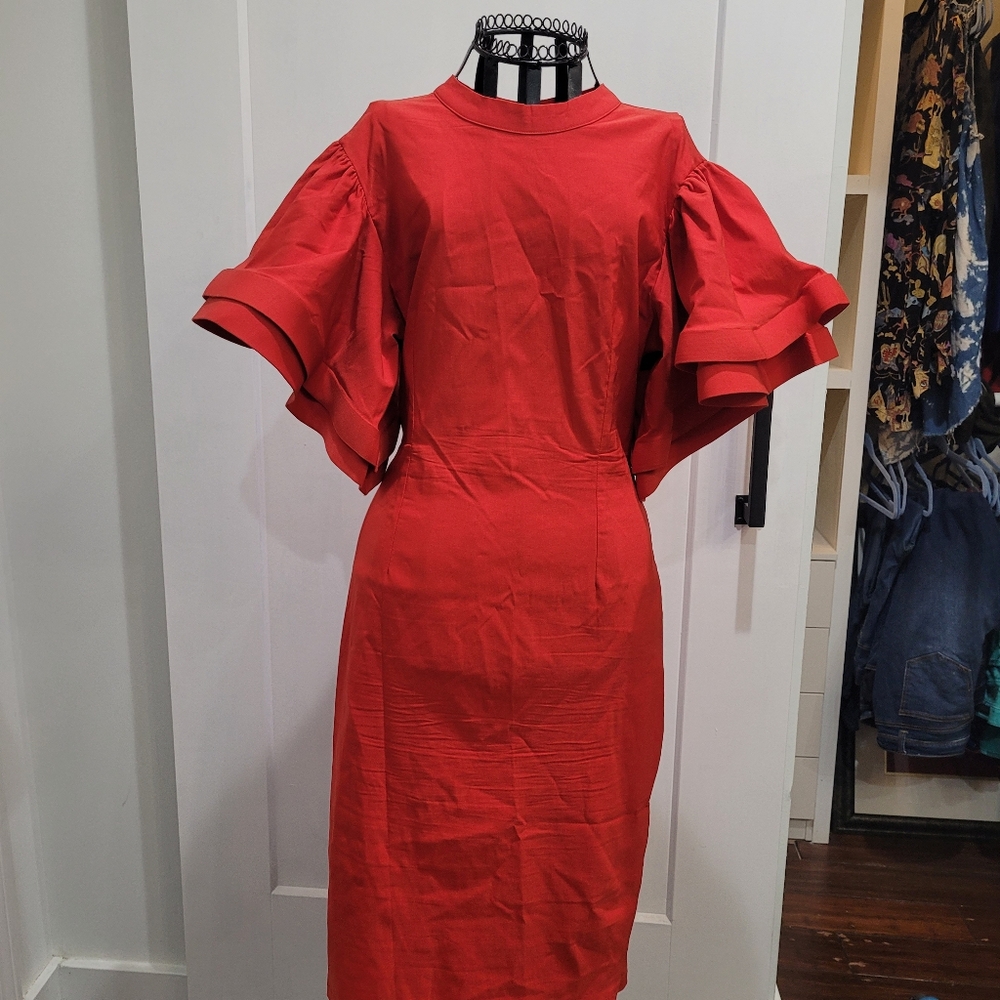 Red Flare Arm Dress